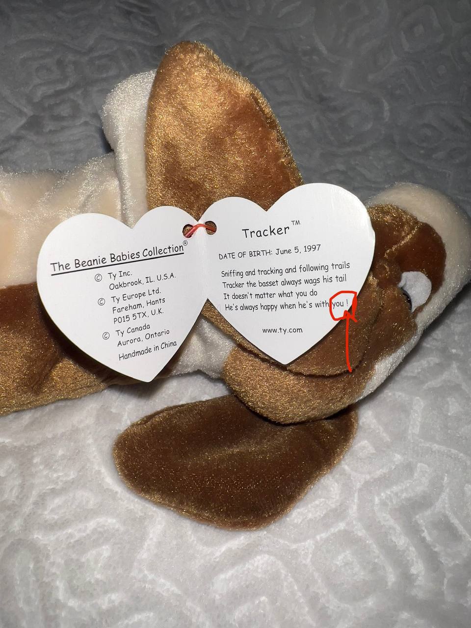 *RARE* MINT Tracker 1997 Beanie Baby With Tag in Pristine Condition