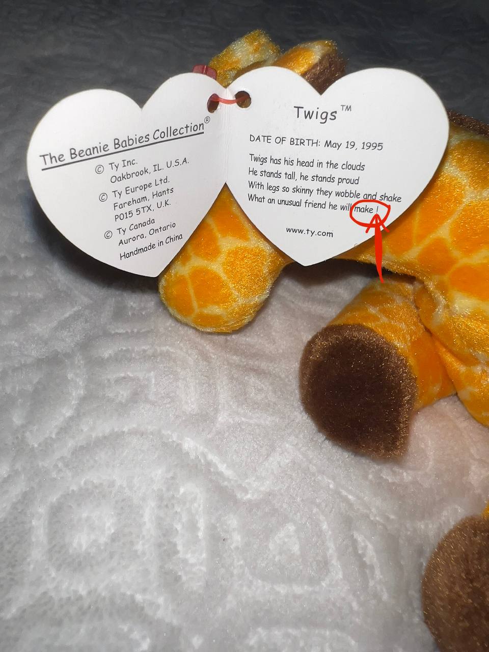 *RARE* MINT Twigs 1995 Beanie Baby With Tag in Pristine Condition